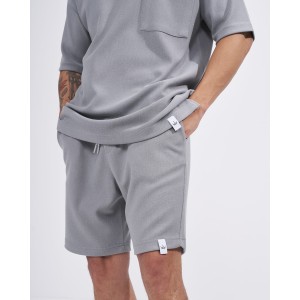 Men's Twill Short Tracksuit with Pocket Detail in Gray