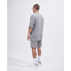 Herren-Twill-Short-Trainingsanzug mit Taschendetail in Grau