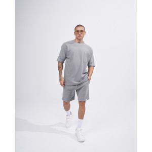 Men's Twill Short Tracksuit with Pocket Detail in Gray