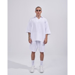 Herren Oversize Trainingsanzug Set mit Leinen-T-Shirt in Weiß