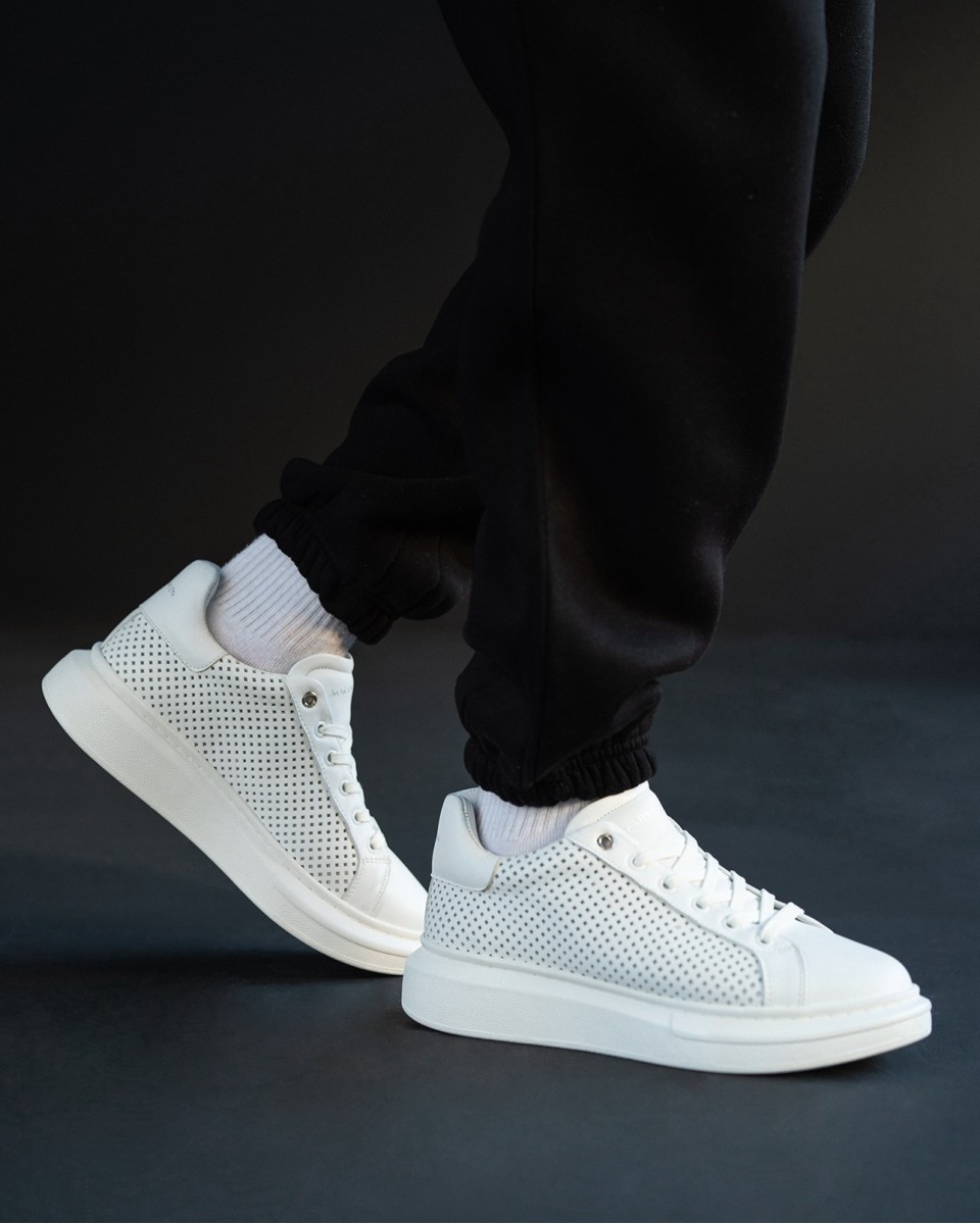 Men's Designer Breathable Mesh Sneakers in White | Martin Valen