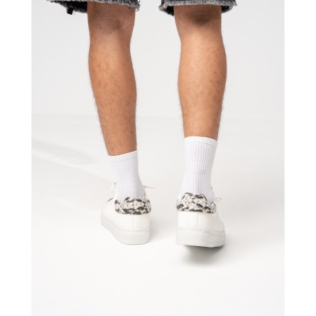 Heren Lage Sneakers met Slangenprint Designer Schoenen in Wit | Martin Valen