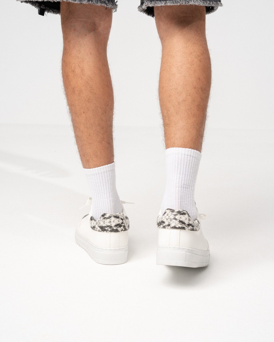 Heren Lage Sneakers met Slangenprint Designer Schoenen in Wit | Martin Valen