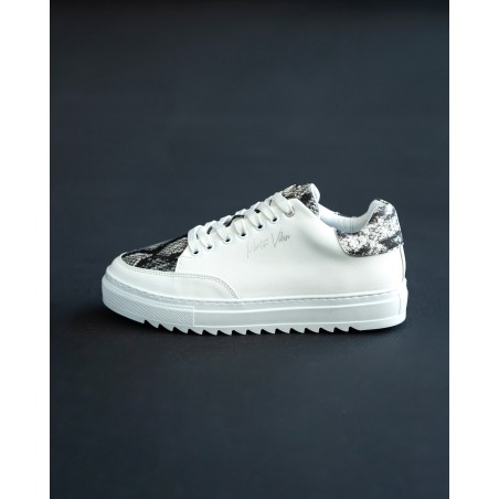 Heren Lage Sneakers met Slangenprint Designer Schoenen in Wit | Martin Valen