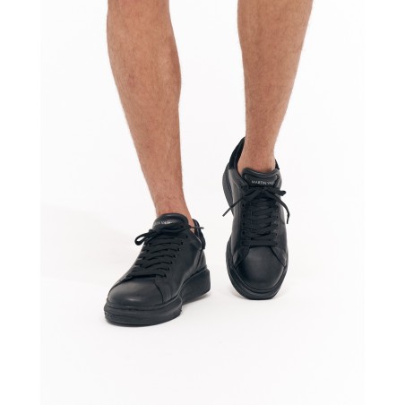 V-Harmony Sapatos Masculinos Preto Total com Aba de Camurça no Calcanhar | Martin Valen