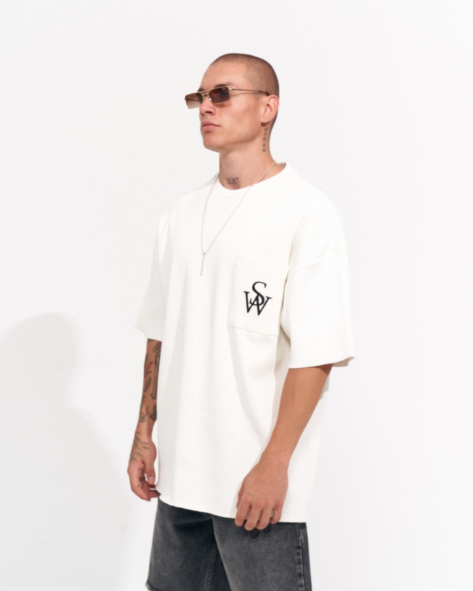 Heren Oversized Wit T-shirt van Dikke Hemd-Stof | Martin Valen
