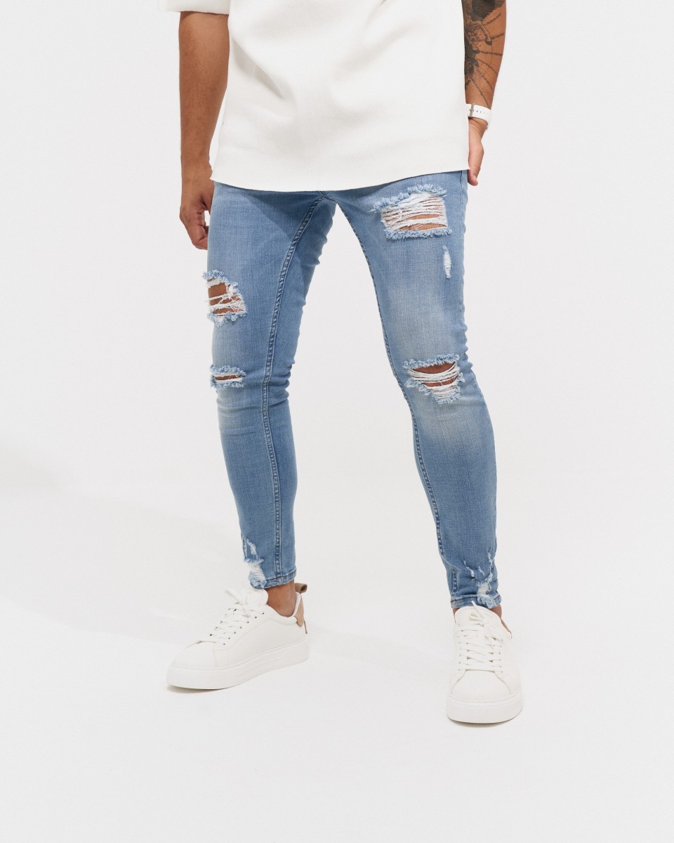 Men’s Slim Fit Vintage Ripped Denim Jeans | Martin Valen