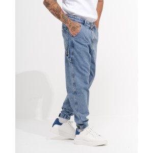Joggers in Denim Oversize da Uomo con Polsini con Gancio e Anello | Martin Valen