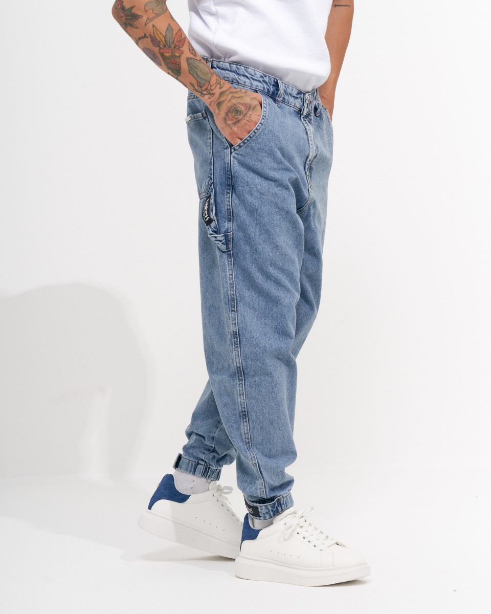 Herren Oversized Denim Joggers mit Klettverschluss-Bündchen | Martin Valen 2