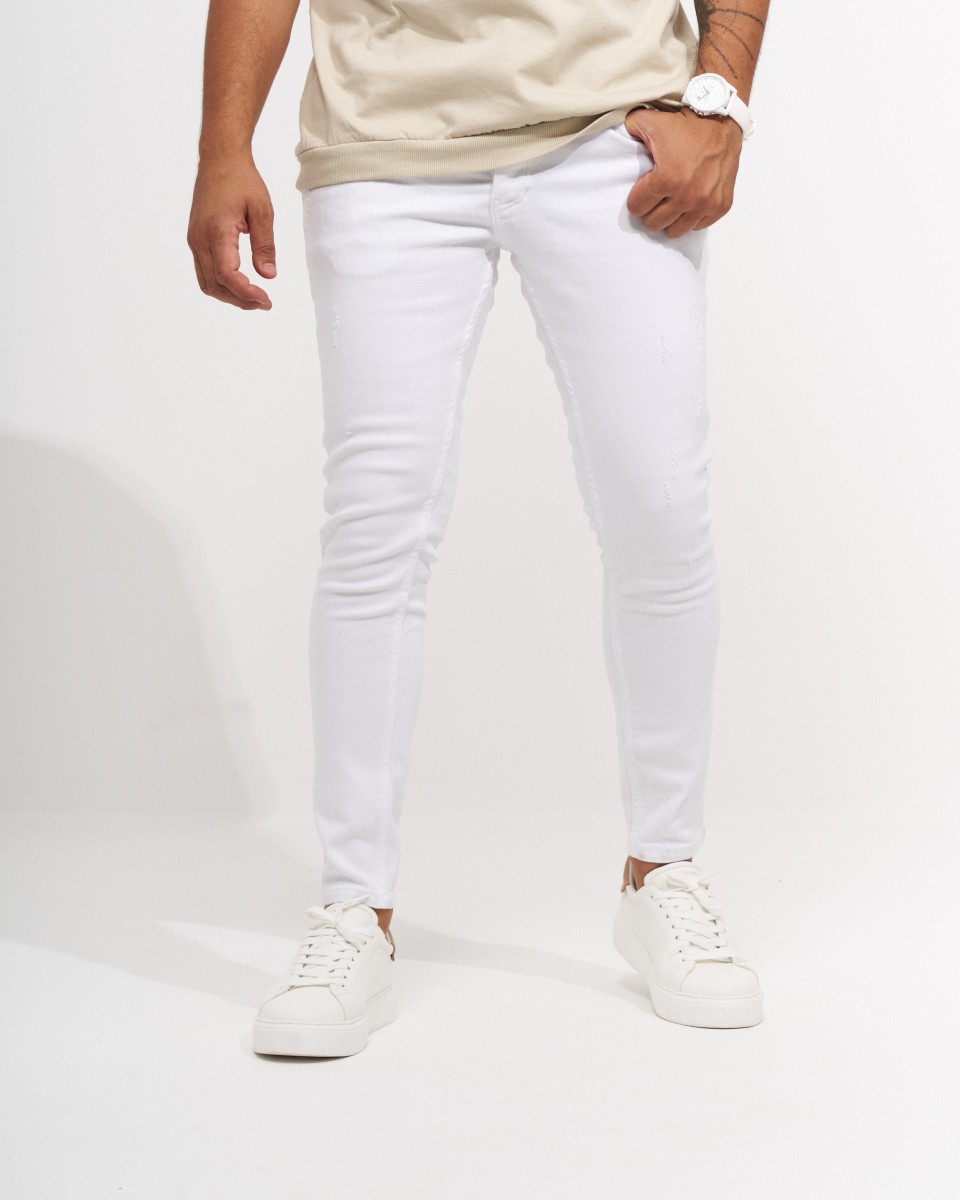 Men’s Skinny Fit Ripped Snow White Jeans | Martin Valen 2
