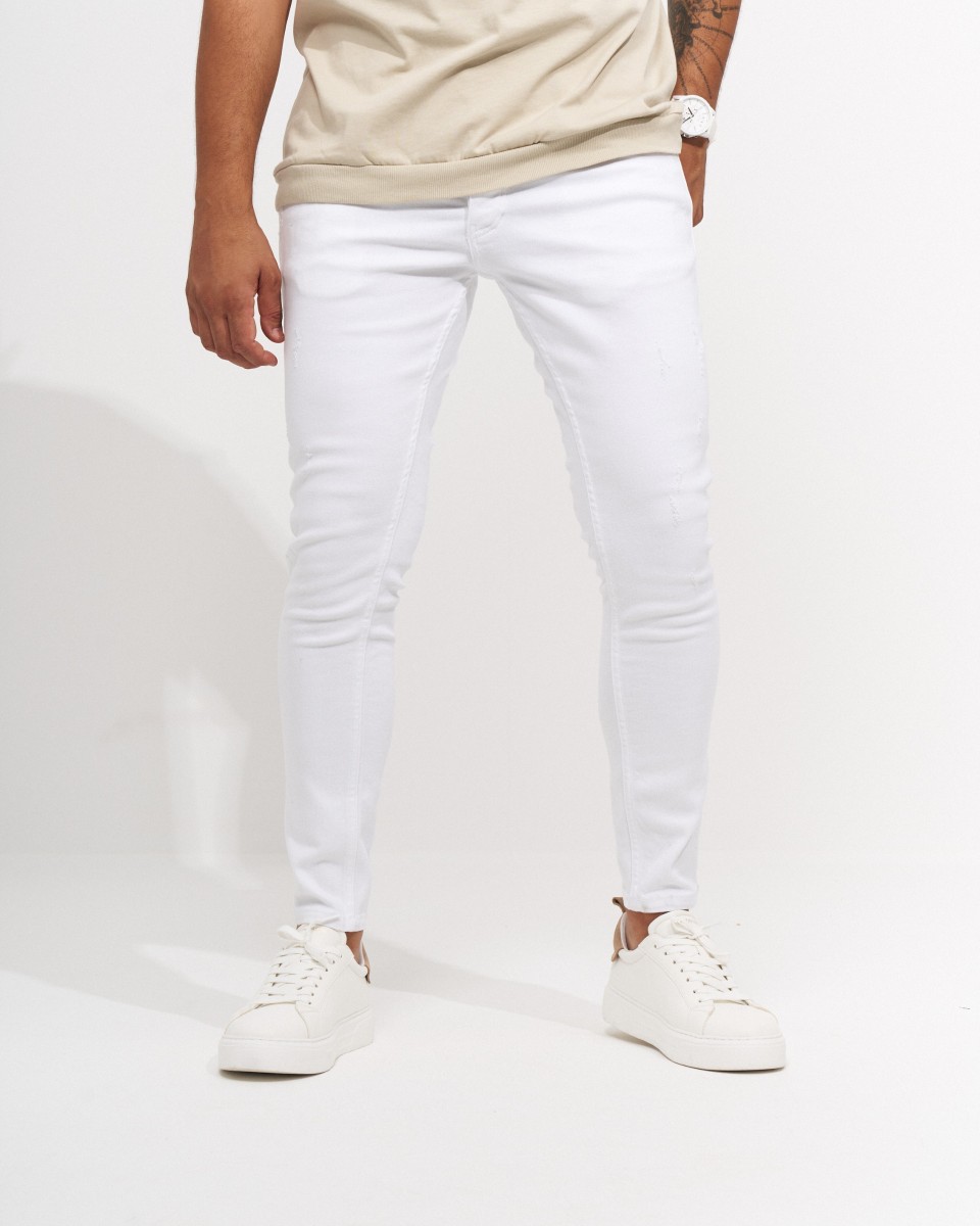 Heren Strakke Gescheurde Sneeuwwitje Jeans | Martin Valen