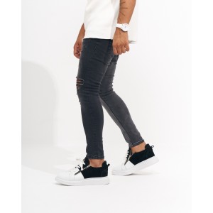 Herren Skinny Fit Vintage und Zerrissene Anthrazit Jeans | Martin Valen