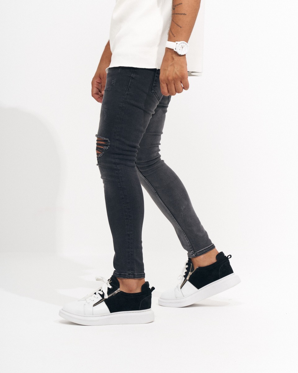 Herren Skinny Fit Vintage und Zerrissene Anthrazit Jeans | Martin Valen