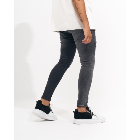 Jeans Anthracite Vintage et Déchirés Coupe Skinny pour Hommes | Martin Valen