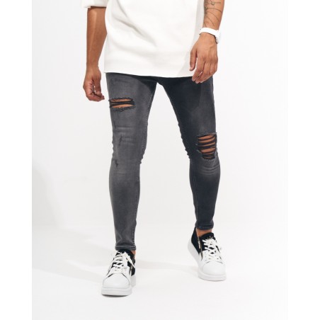 Men’s Skinny Fit Vintage and Ripped Anthracite Jeans | Martin Valen