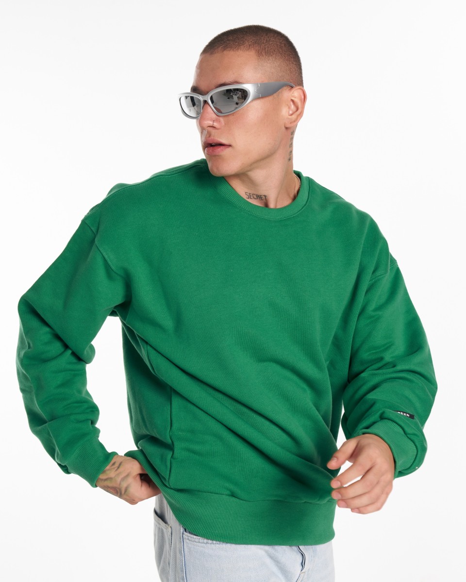 Sudadera Verde Básica Oversize para Hombres | Martin Valen
