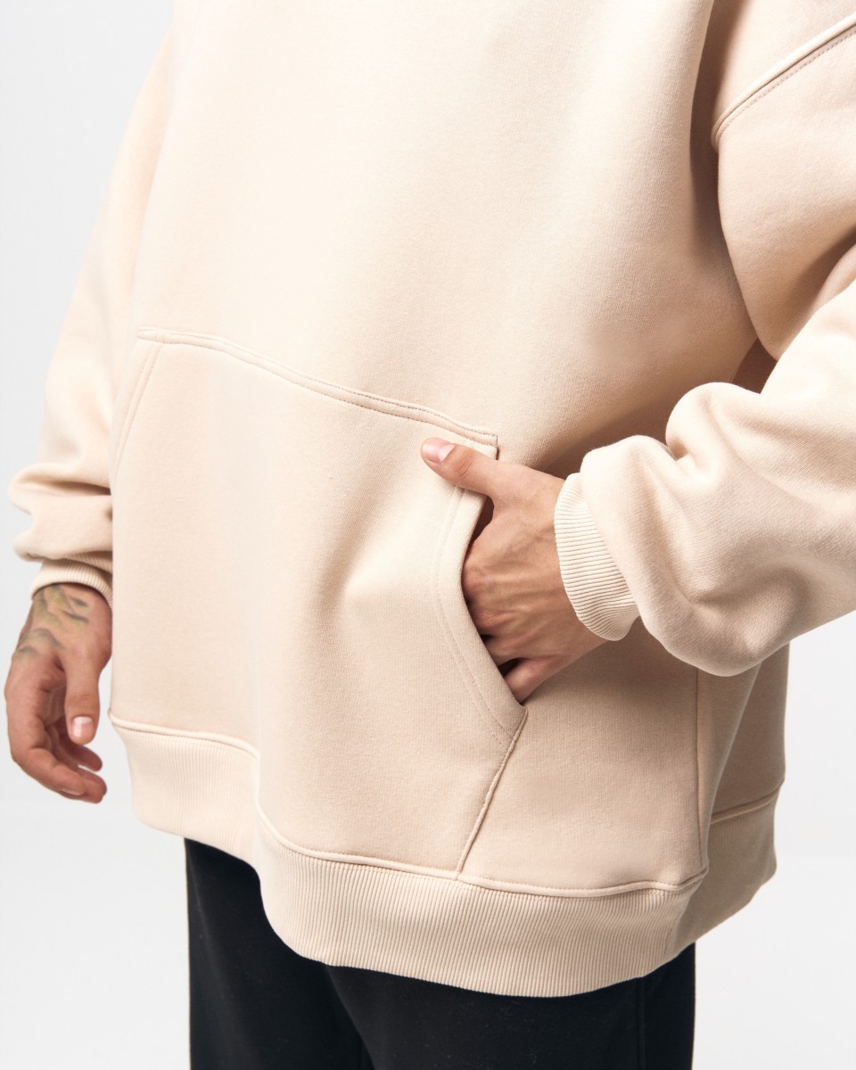 Herren Oversize Kapuzenpullover X-Mark Beige | Martin Valen