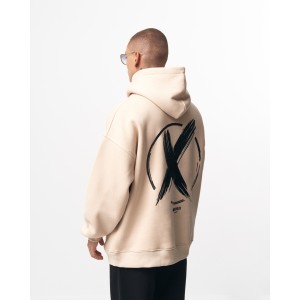 Herren Oversize Kapuzenpullover X-Mark Beige | Martin Valen