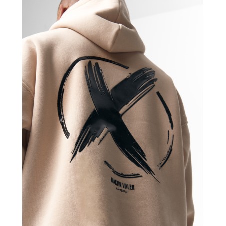 Herren Oversize Kapuzenpullover X-Mark Beige | Martin Valen