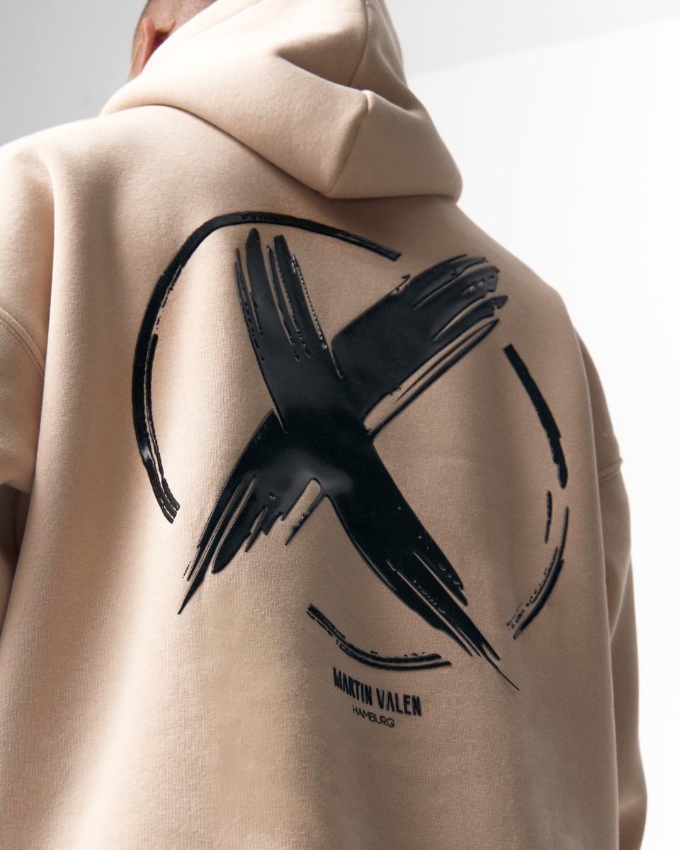 Herren Oversize Kapuzenpullover X-Mark Beige | Martin Valen