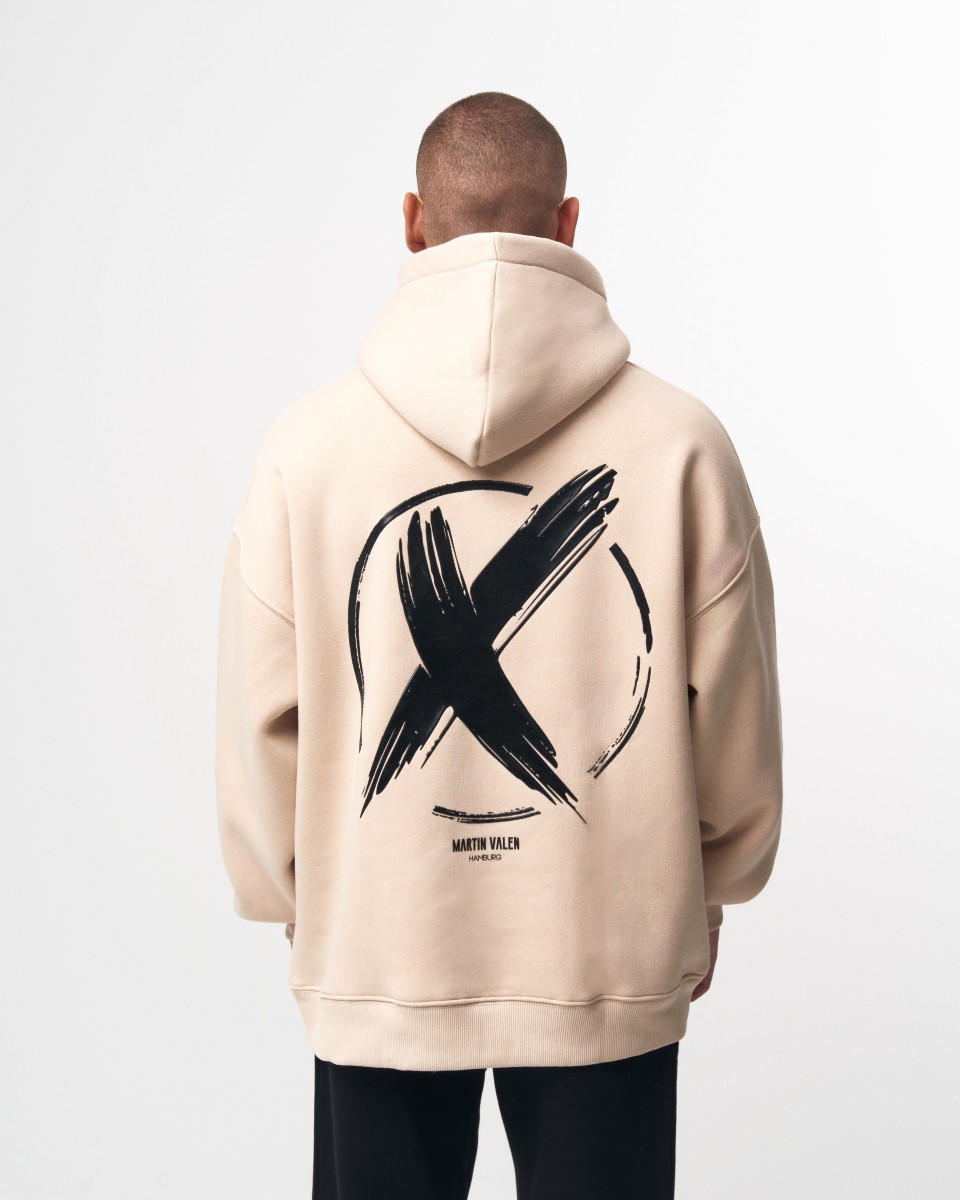 Herren Oversize Kapuzenpullover X-Mark Beige | Martin Valen