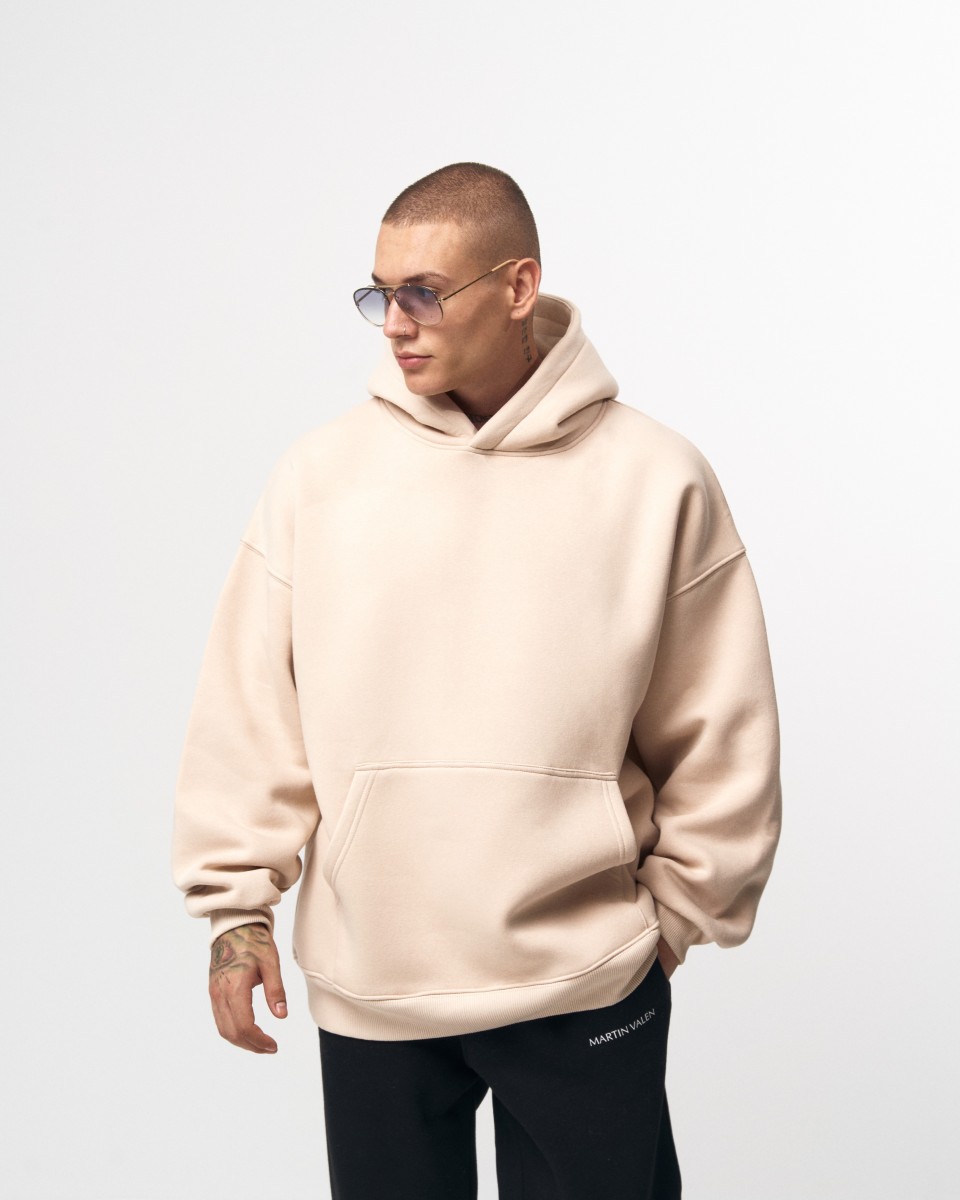 Herren Oversize Kapuzenpullover X-Mark Beige | Martin Valen