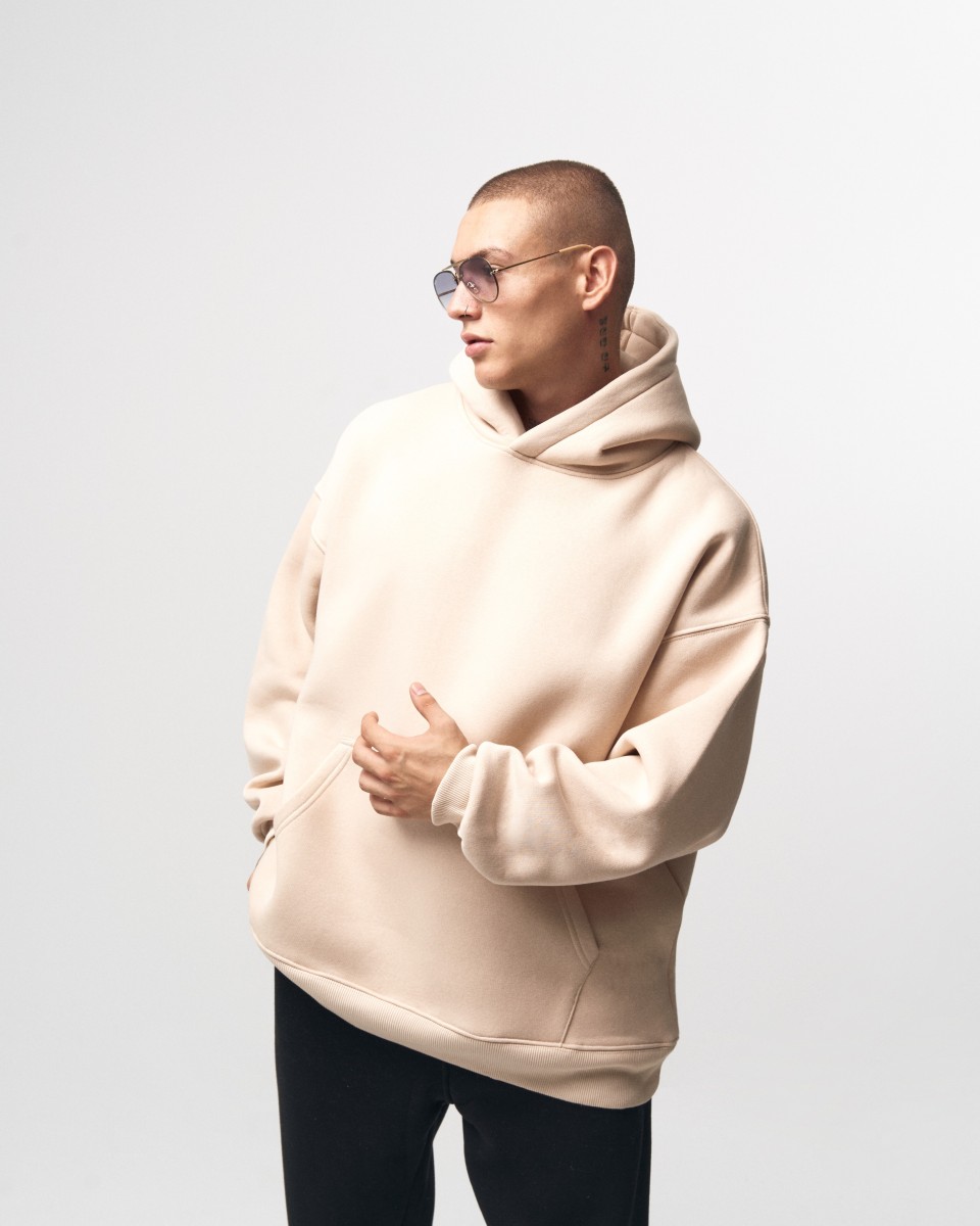 Herren Oversize Kapuzenpullover X-Mark Beige | Martin Valen