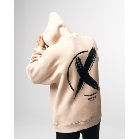 Herren Oversize Kapuzenpullover X-Mark Beige | Martin Valen
