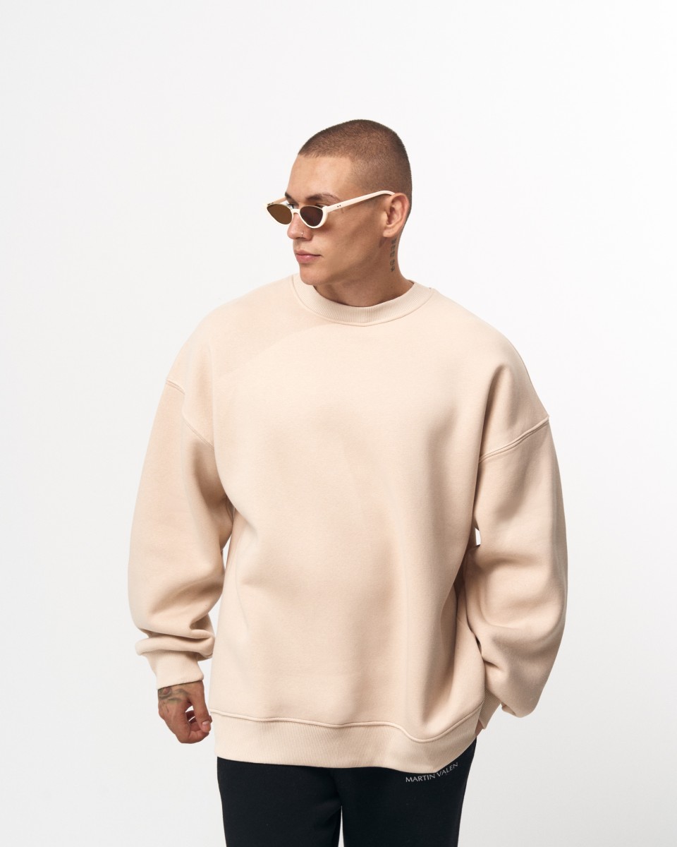 Men's Oversized Cream Sweatshirt Minimal Art  | Martin Valen
