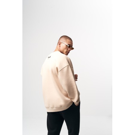 Men's Oversized Cream Sweatshirt Minimal Art  | Martin Valen
