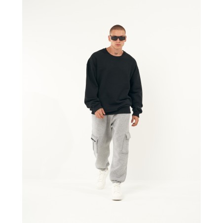 Sudadera Preta Oversized de Homem com Gola Básica | Martin Valen