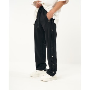 Jogger folgado preto oversized com botões de pressão | Martin Valen