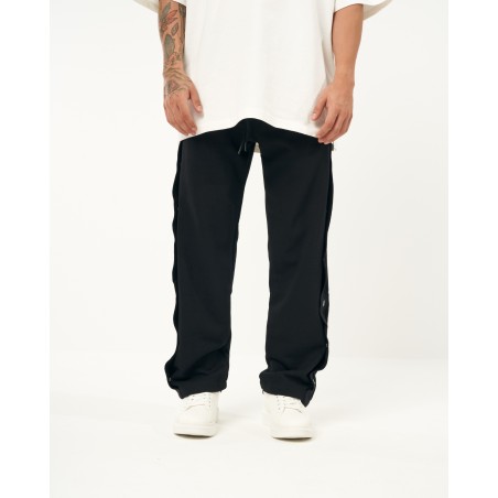 Jogger folgado preto oversized com botões de pressão | Martin Valen