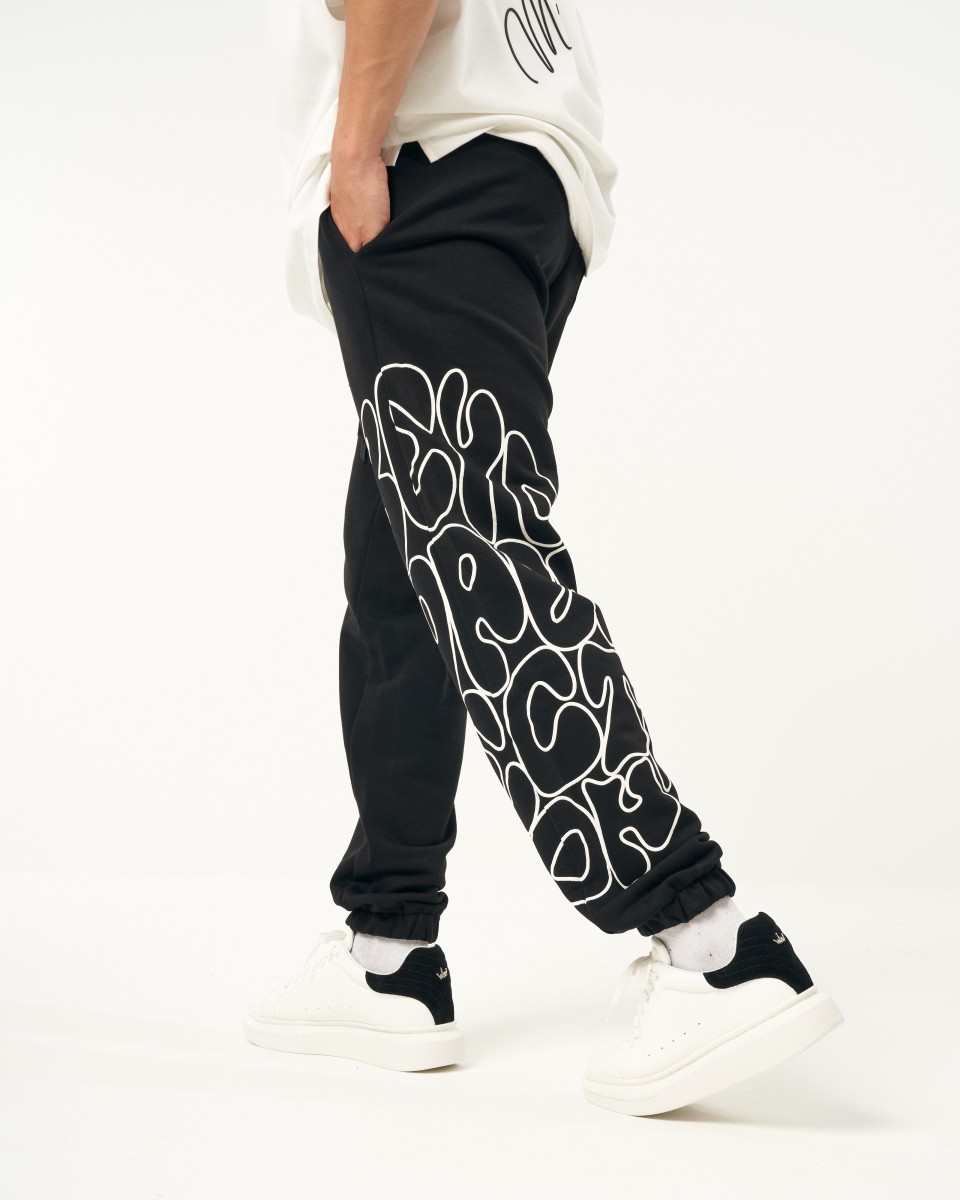 Oversized Black Jogger with Print | Martin Valen
