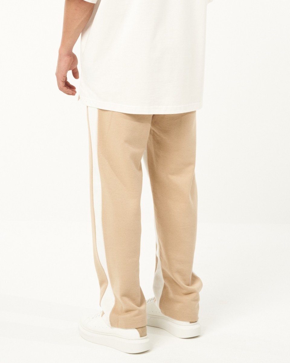 Calça Jogger Baggy Bege Listrada Oversized | Martin Valen