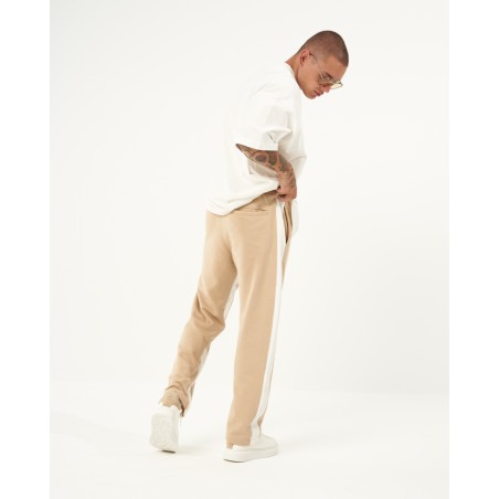 Calça Jogger Baggy Bege Listrada Oversized | Martin Valen
