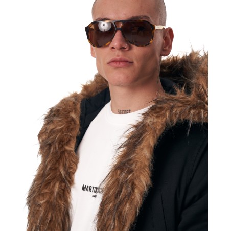 MV Parker-Style Jacket with Furry Trim in Black | Martin Valen