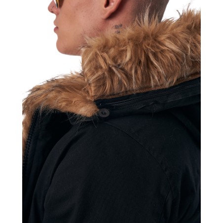 MV Parker-Style Jacket with Furry Trim in Black | Martin Valen