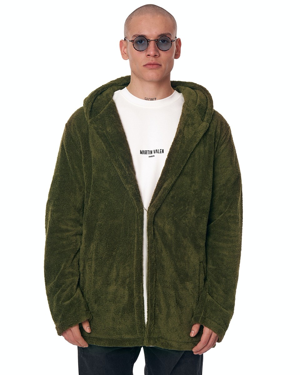 Cardigan Oversize En Molleton Avec Poche Homme Kaki | Martin Valen