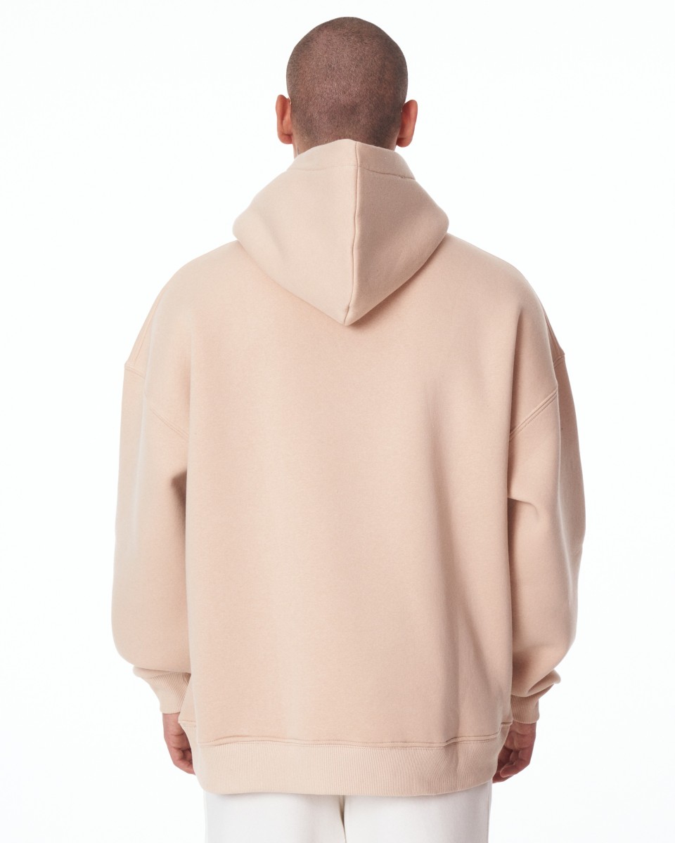 Heren Capuchon met Oversized Signatuur Detail in Beige | Martin Valen