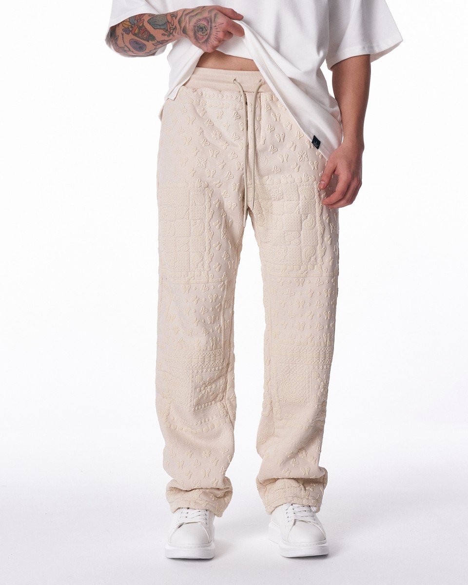 Streetwear beige bestickte Jogginghose