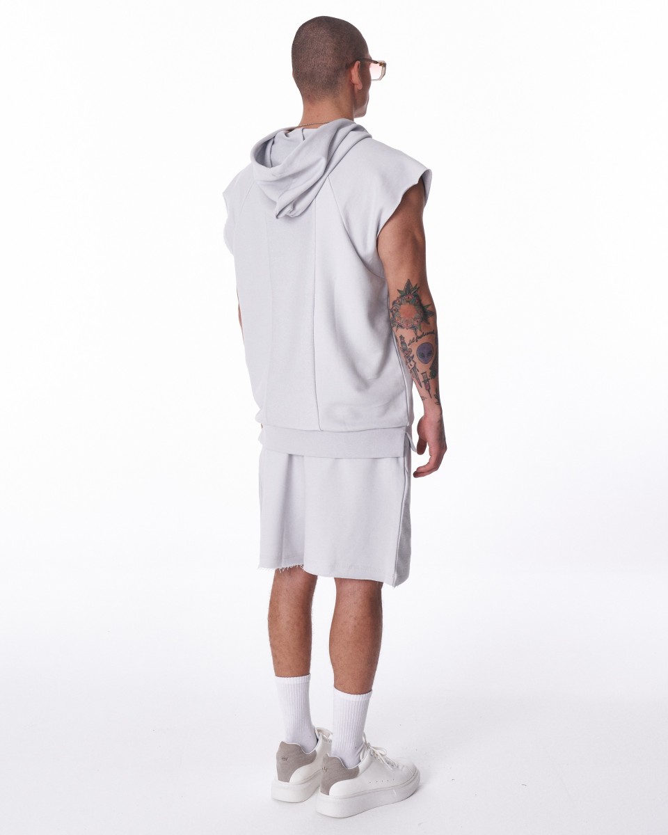 Ärmelloses Hoodie und Shorts Set für Männer in Weiß | Martin Valen