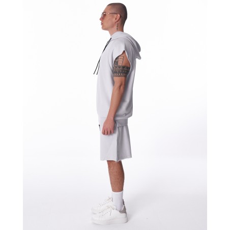 Ärmelloses Hoodie und Shorts Set für Männer in Weiß | Martin Valen