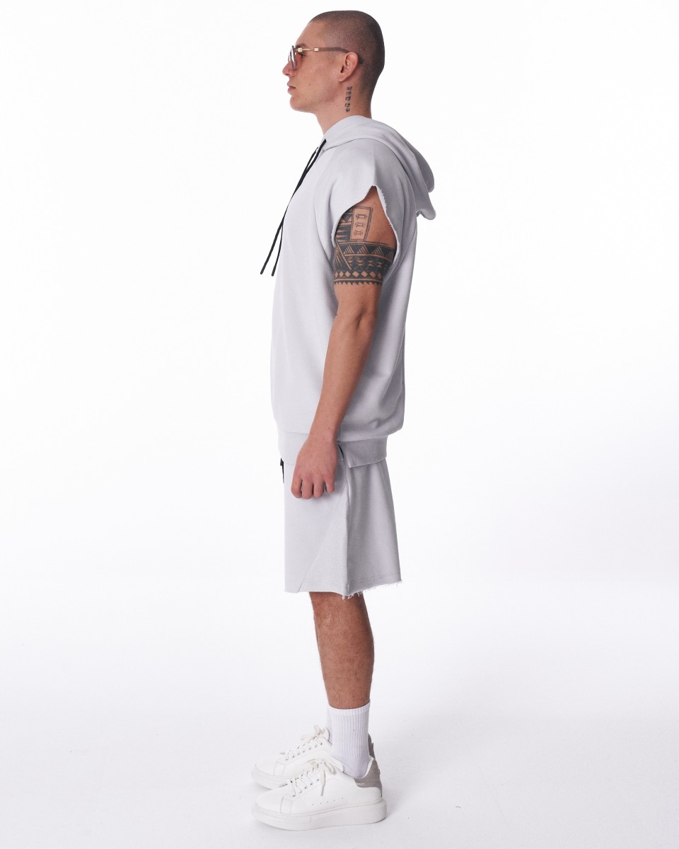 Men's Sleeveless Hoodie and Short Set in White | Martin Valen