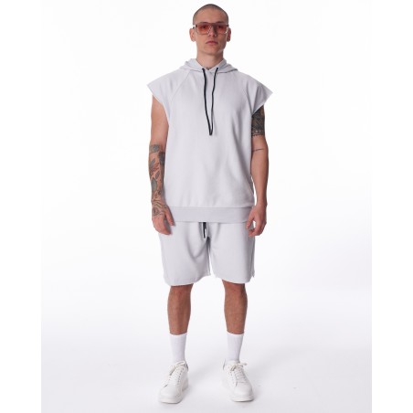 Ärmelloses Hoodie und Shorts Set für Männer in Weiß | Martin Valen