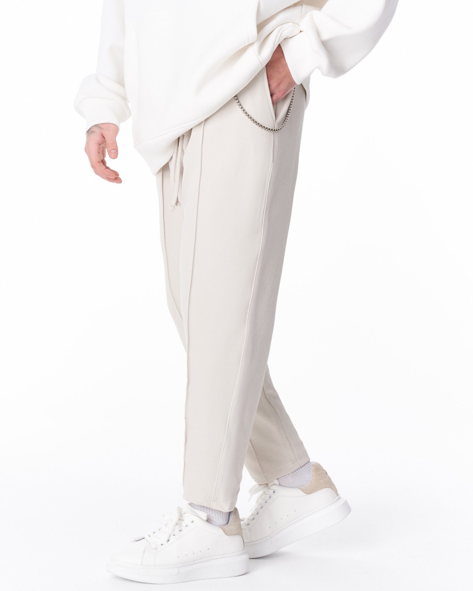 Pantalon Coupe Relax Pour Hommes Avec Détail Chaîne en Acier