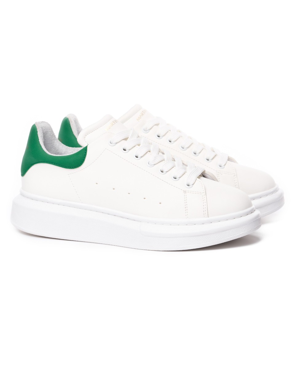 Hombre Zapatillas Suela Alta Blanco-Verde | Martin Valen 2