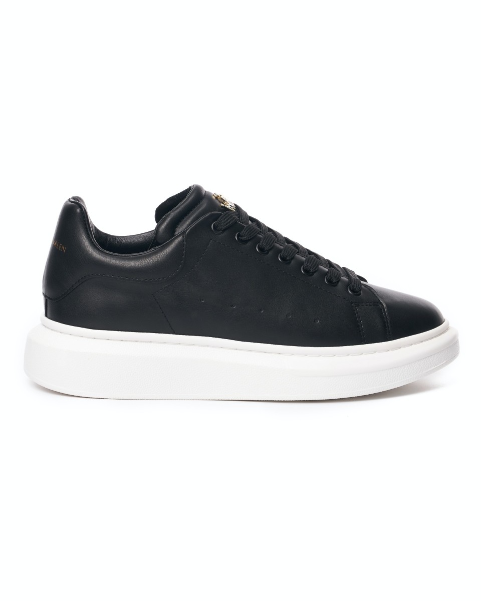 Homem Coroa Sola Alta Sneakers Tênis Preto | Martin Valen