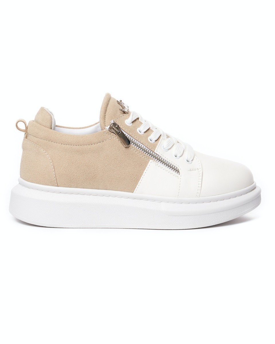 Chunky Sneakers Designer Zipper Schoenen Creme-Wit