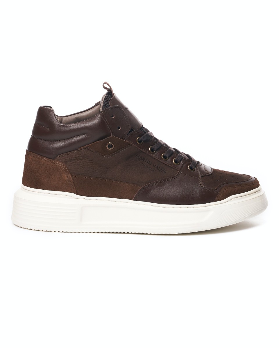 Herren Smart Casual High Top Braune Ledersneakers | Martin Valen